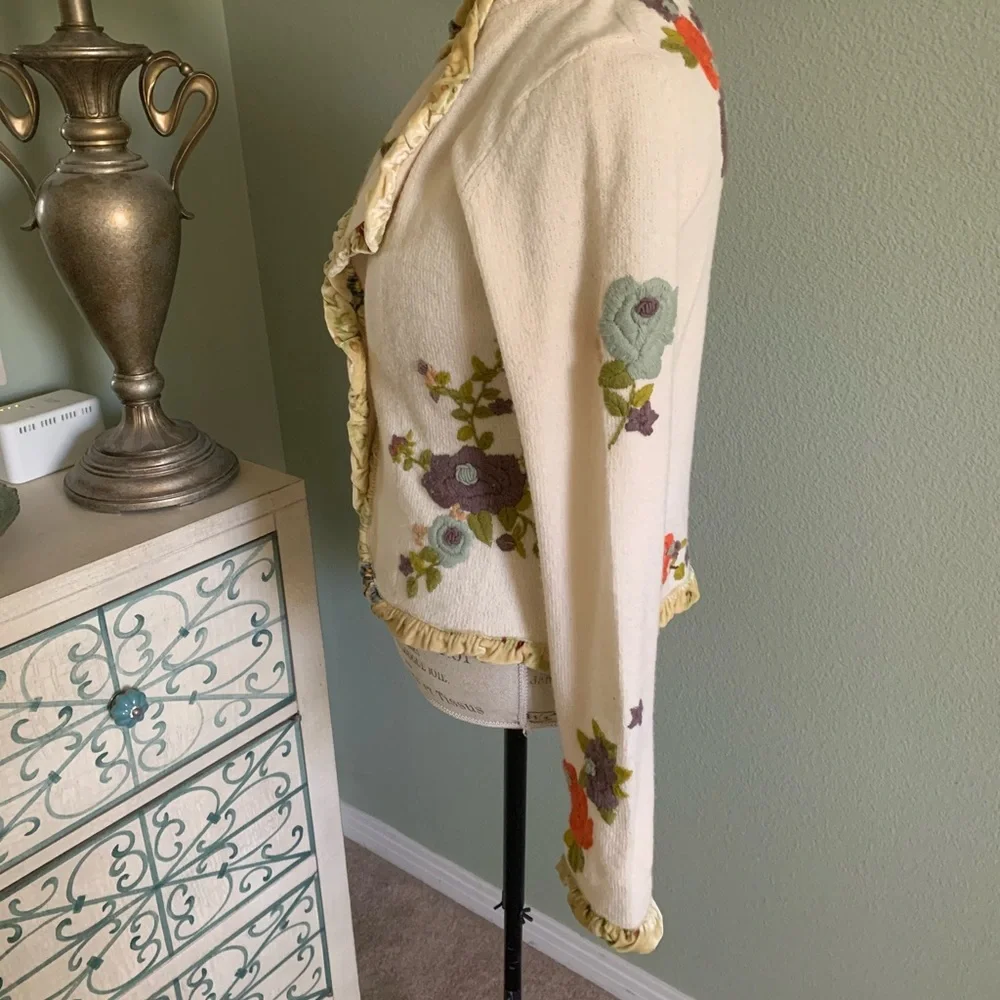 💖ANTHROPOLOGIE RARE MOTH HOLLY & IVY CARDIGAN GORGEOUS EMBROIDERY - Picture 3 of 7